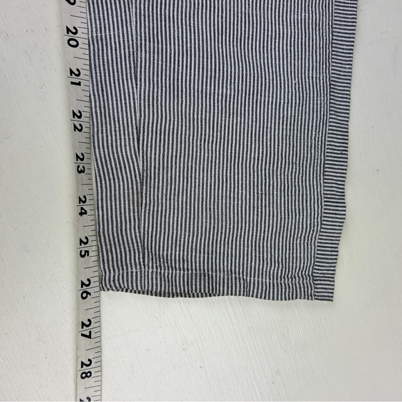 J. Jill Linen Pants Pull On Linen Elastic Crop Beach Coast Hickory Striped - Picture 8 of 8